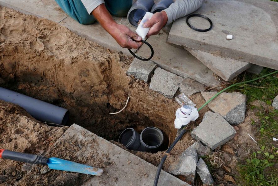 replacing sewage pipe