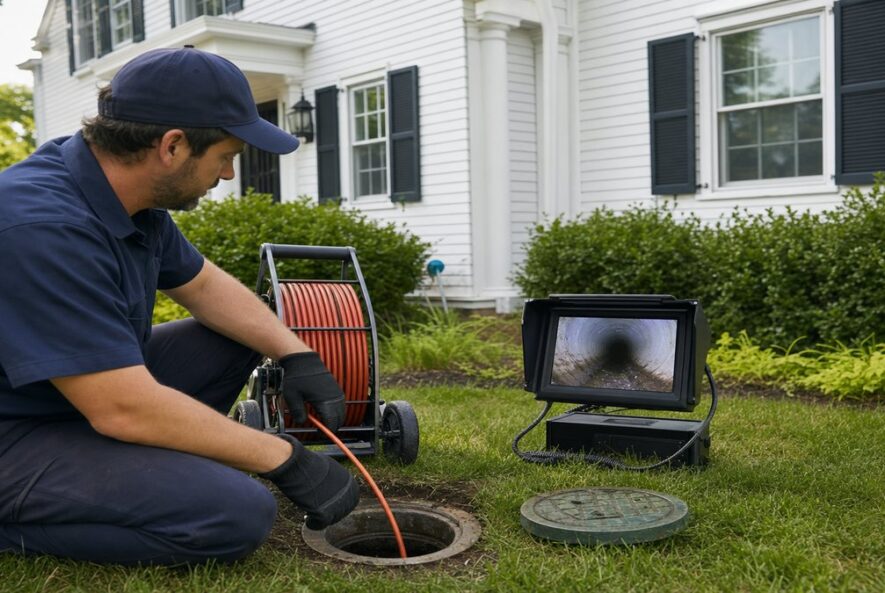 Sewer camera inspection of a residential main sewer line
